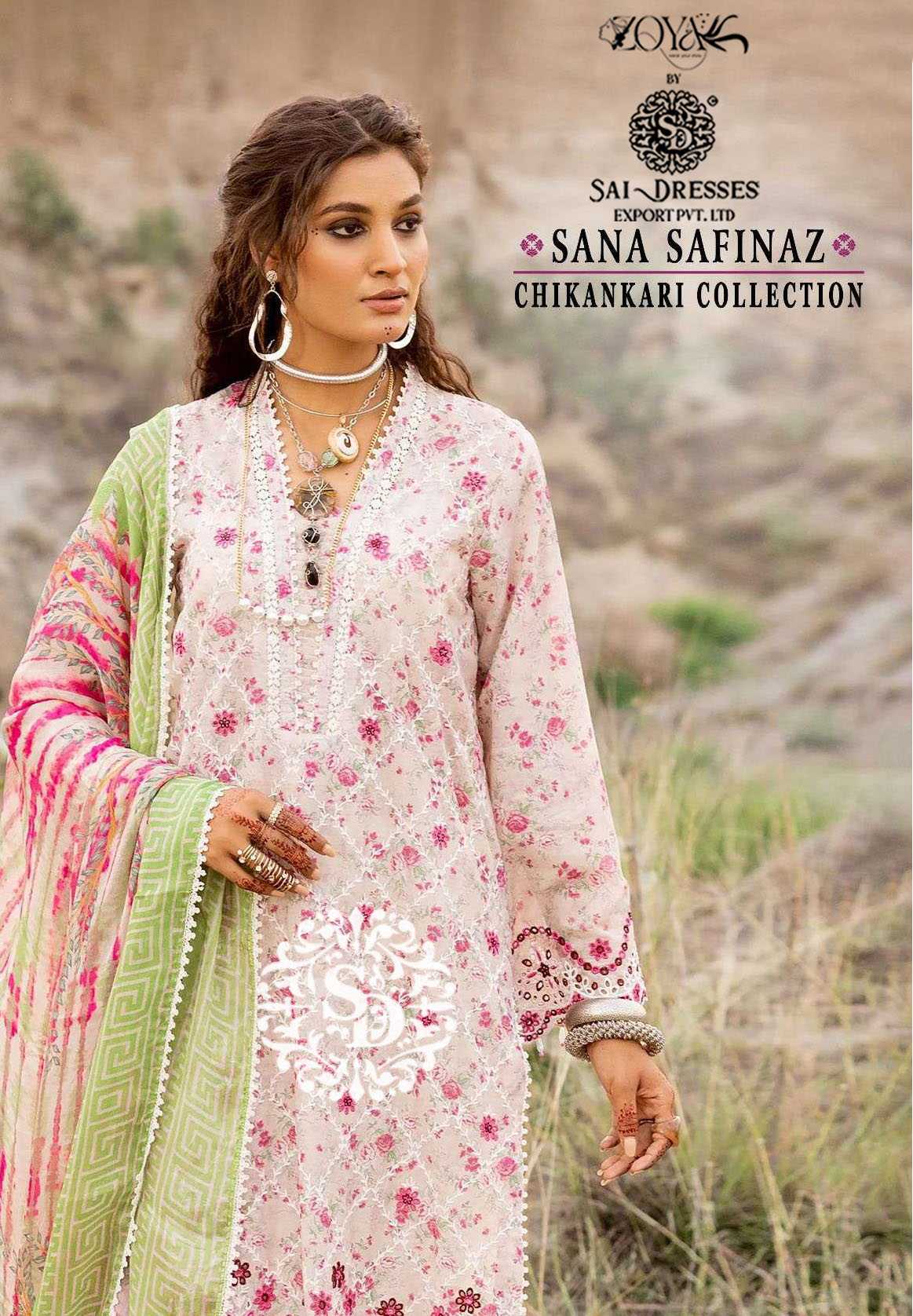 SAI DRESSES PRESENT SANA SAFINAZ CHIKANKARI COLLECTION DRESS MATERIAL