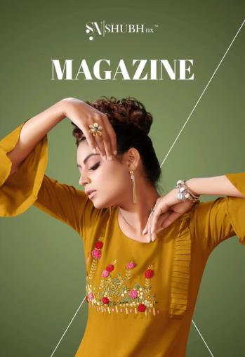 Shubh Nx Presants Magazine Rayon Embroidery Work Kurtis Collection Al Wholesale Rate In Surat