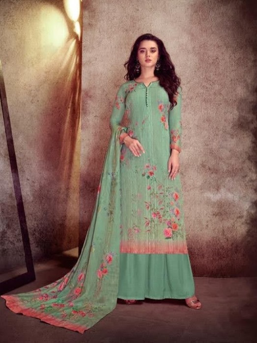 Karma Trandz Presents Qaynat Pure Viscose Georgette Embroiderywork With Digital Printed Fesival Fashion Party Wear  Salwar Kameez At Wholesale Rate In Surat