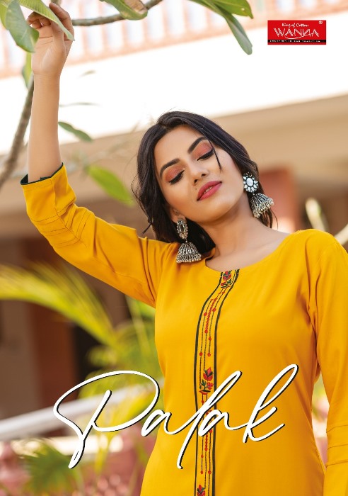 Wanna Looks Presents Palak Designer Fancy Rayon Heavy Print Kurti With Pant Concept Catalog At Wholesale Rate In Surat