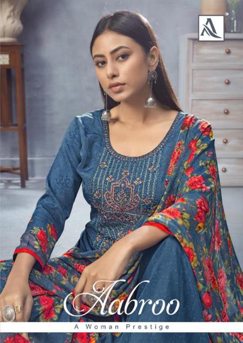 Alok Suit Presnets Aabroo French Crape Casual Wear Lowest Price Salwar Kameez Wholesale Rate In Surat