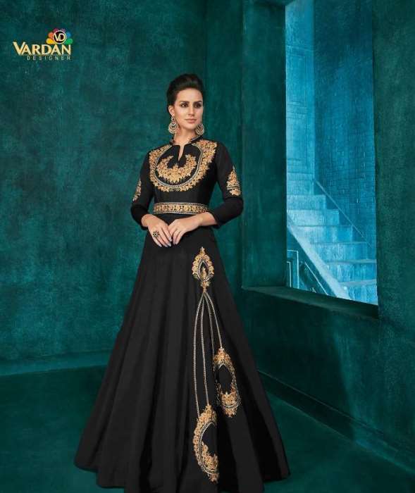Vardan Designer Presents Rozi Gold Vol-1  Beautiful  Party Wear  Silk With Heavy Embroidery Gowns  Wholesale Rate In Surat