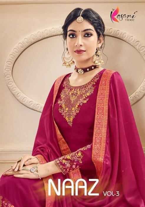 Kesari Trendz Presents   Naaz Vol 3 Heavy Georgette Wedding And Festival Wear Designer Suits Wholesale Rate In Surat