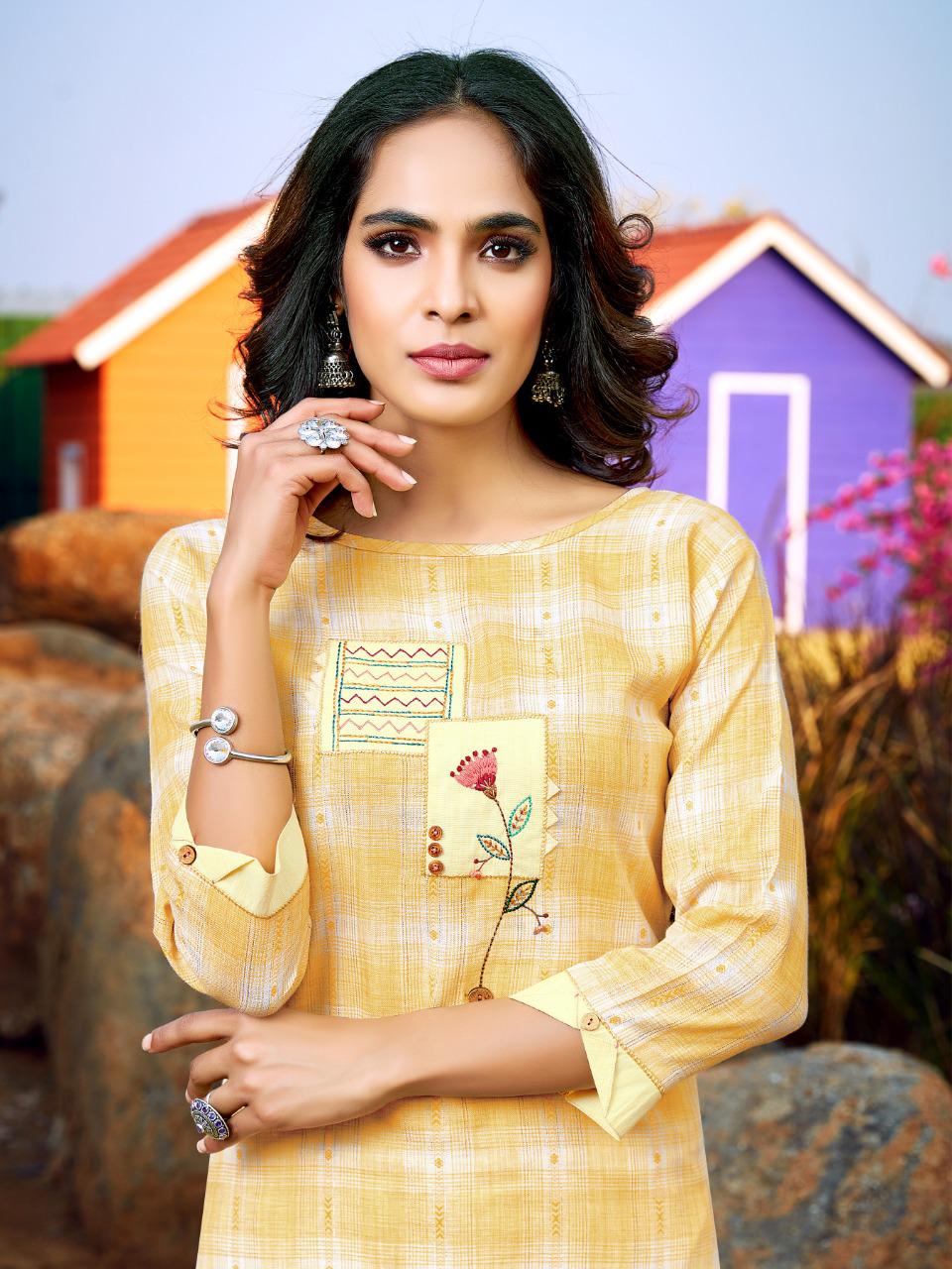 Riya Designer Presents Glory Vol 2 (1001-1004) Simple And Fancy Embroidery Kurti With Plazzo Wholesale Rate In Surat