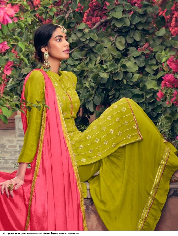 Amyra Designer Presents  Naaz Viscose Chinnon Salwar Suit Wholesale Rate In Surat