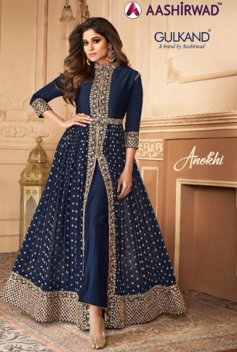 Anokhi Designer Georgette Gowns By Aashirwad At Wholesale Rate In Surat