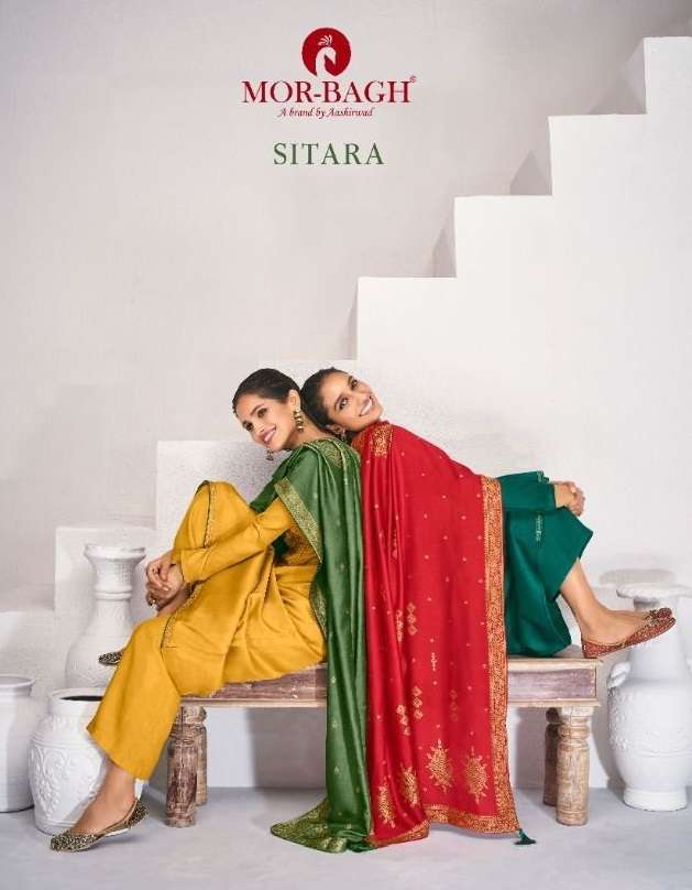 MOR BAGH PRESENT SITARA CATALOG PLAZZO STYLE DRESS MATERIAL IN WHOLESALE PRICE IN SURAT - SAI DRESSES