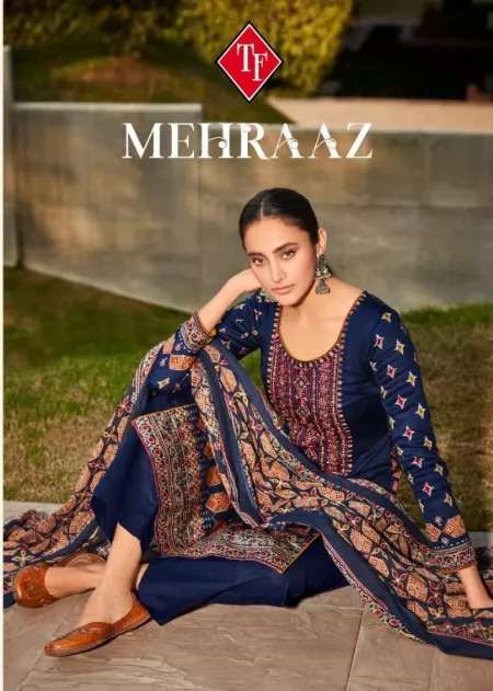 TANISHK FASHION PRESENT MEHRAAZ JAM COTTON WITH HEAVY EMBROIDERY DRESS MATERIALS IN WHOLESALE PRICE IN SURAT - SAI DRESSES