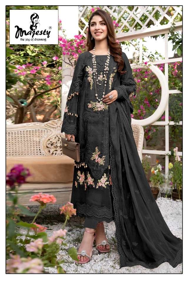MAJESTY PRESENT MAJESTY D.NO 1163 A TO 1163 C SERIES SEMI STITCHED PAKISTANI DESIGNER SUITS IN WHOLESALE PRICE IN SURAT - SAI DRESSES 