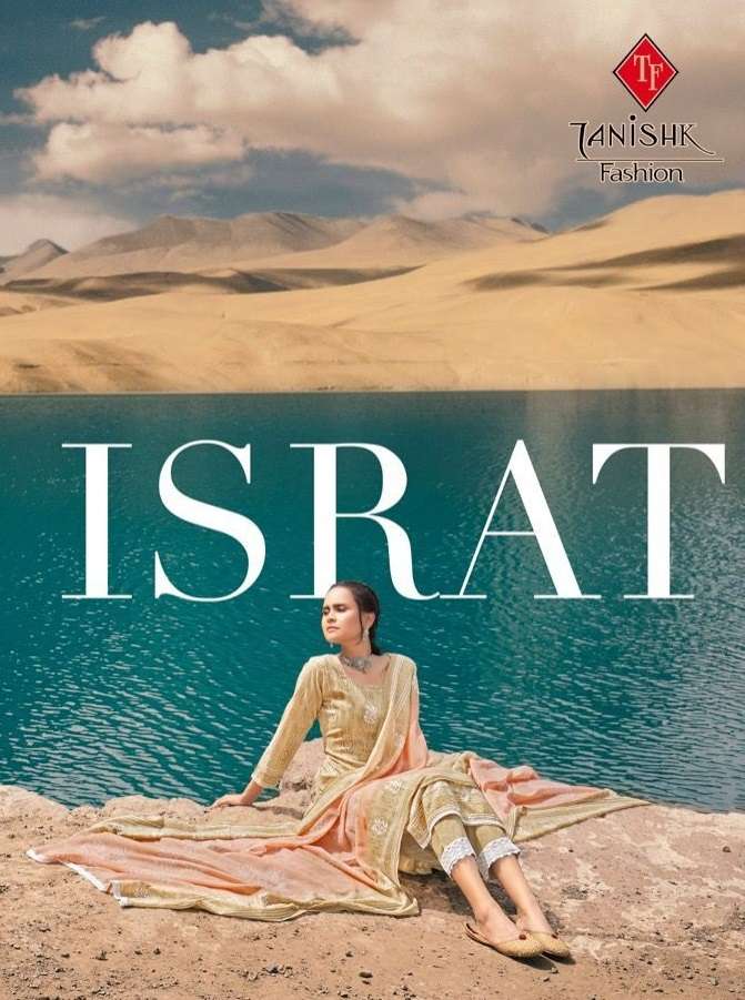 TANISHK FASHION PRESENT ISRAT CATALOG PURE COTTON WITH BORDER LACE PANT STYLE SUITS IN WHOLESALE PRICE IN SURAT - SAI DRESSES