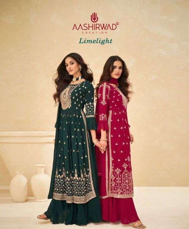 AASHIRWAD CREATION PRESENT LIMELIGHT READYMADE DESIGNER SUITS IN WHOLESALE PRICE IN SURAT - SAI DRESSES