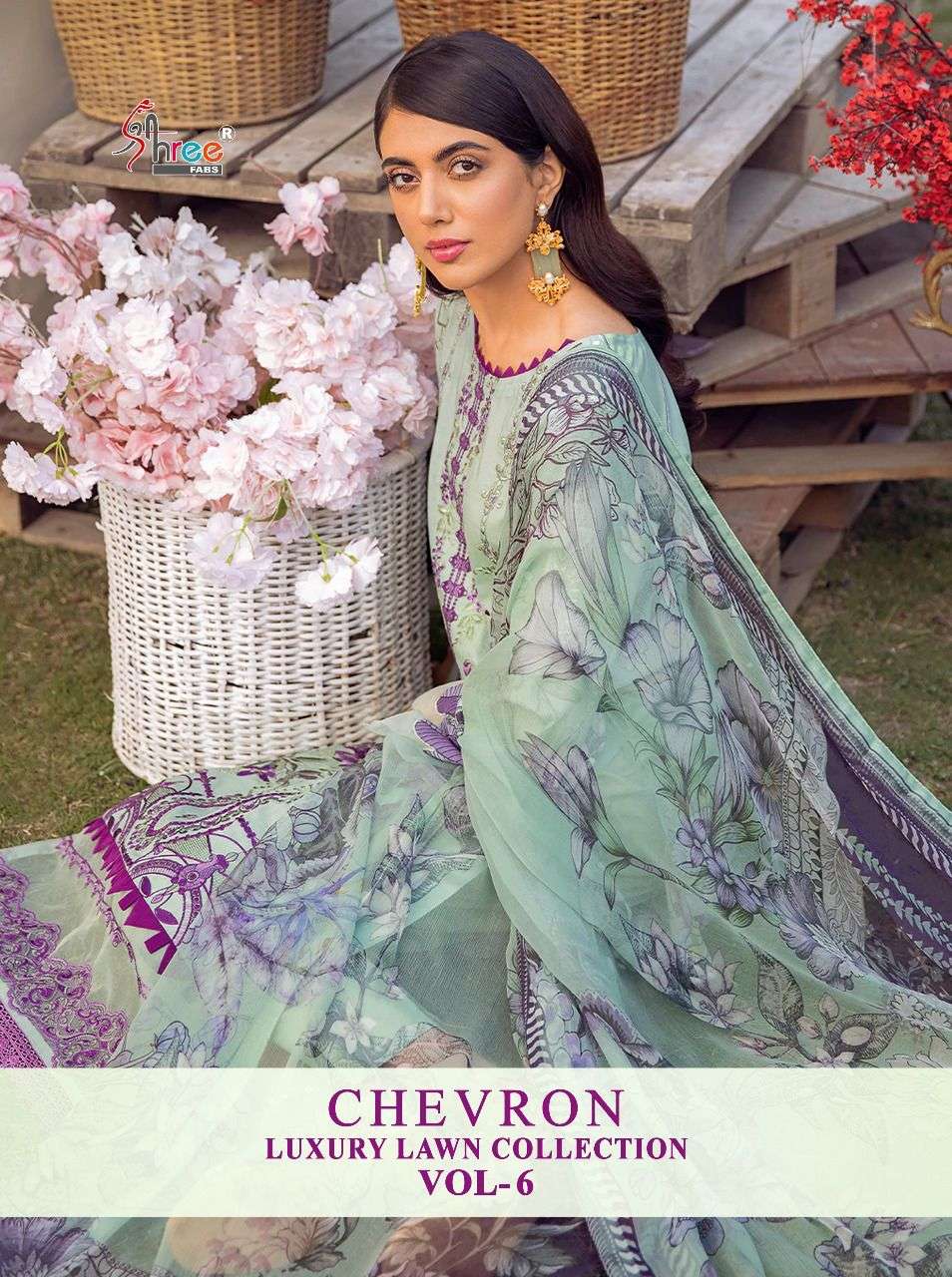 SHREE FABS PRESENT CHEVRON LUXURY LAWN COLLECTION VOL-06 PURE COTTON WITH EMBRODERY PAKISTANI DESIGNER SUITS IN WHOLESALE PRICE IN SURAT - SAI DRESSES