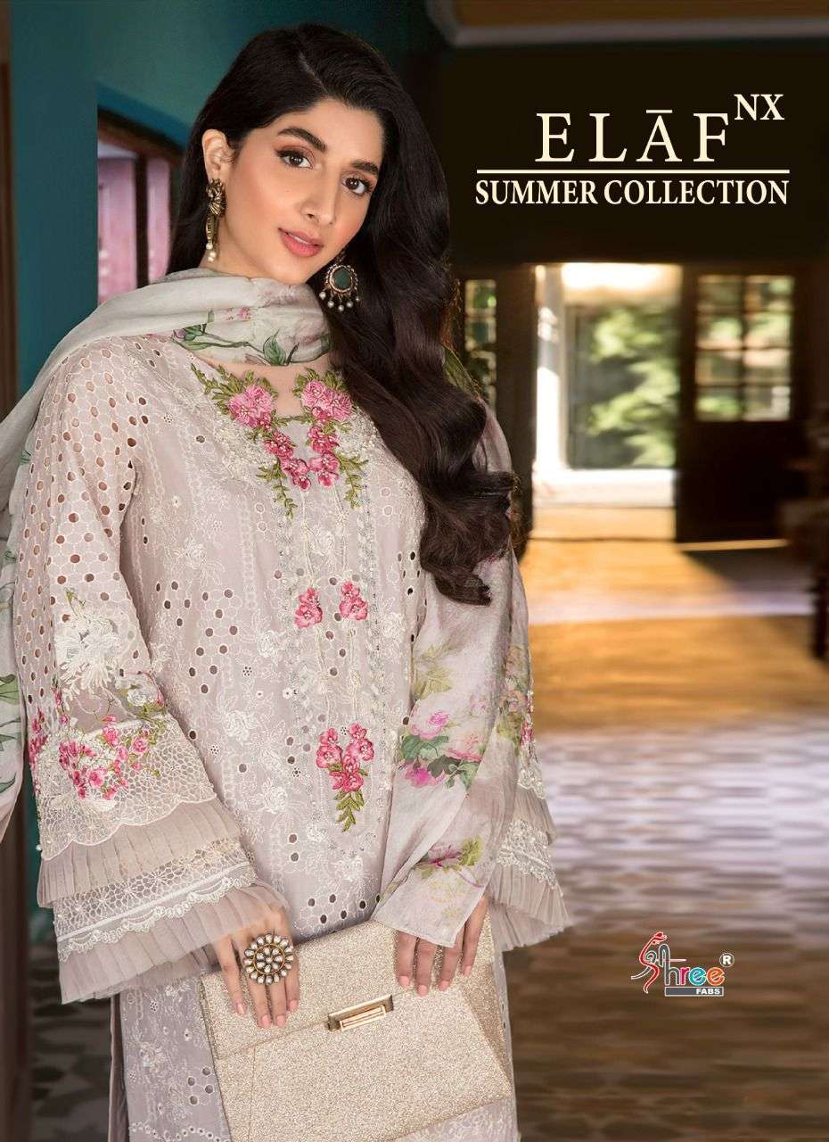SHREE FABS PRESENT ELAF NX SUMMER COLLECTION EMBROIDERED PAKISTANI SUITS IN WHOLESALE PRICE IN SURAT - SAI DRESSES