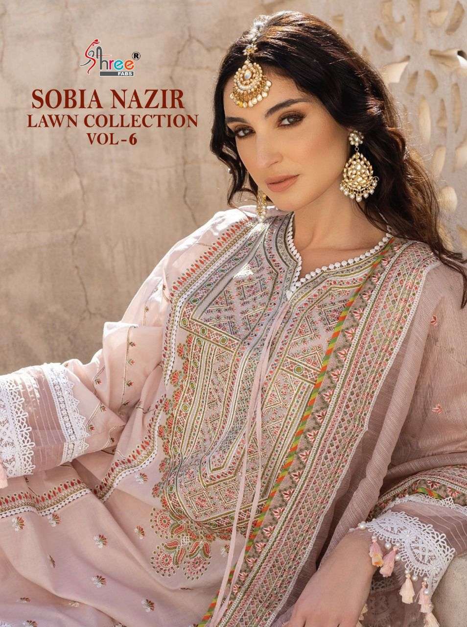 SHREE FABS PRESENT SOBIYA NAZIR LAWN COLLECTION VOL 6 COTTON PAKISTANI DESIGNER SUITS IN WHOLESALE PRICE IN SURAT - SAI DRESSES