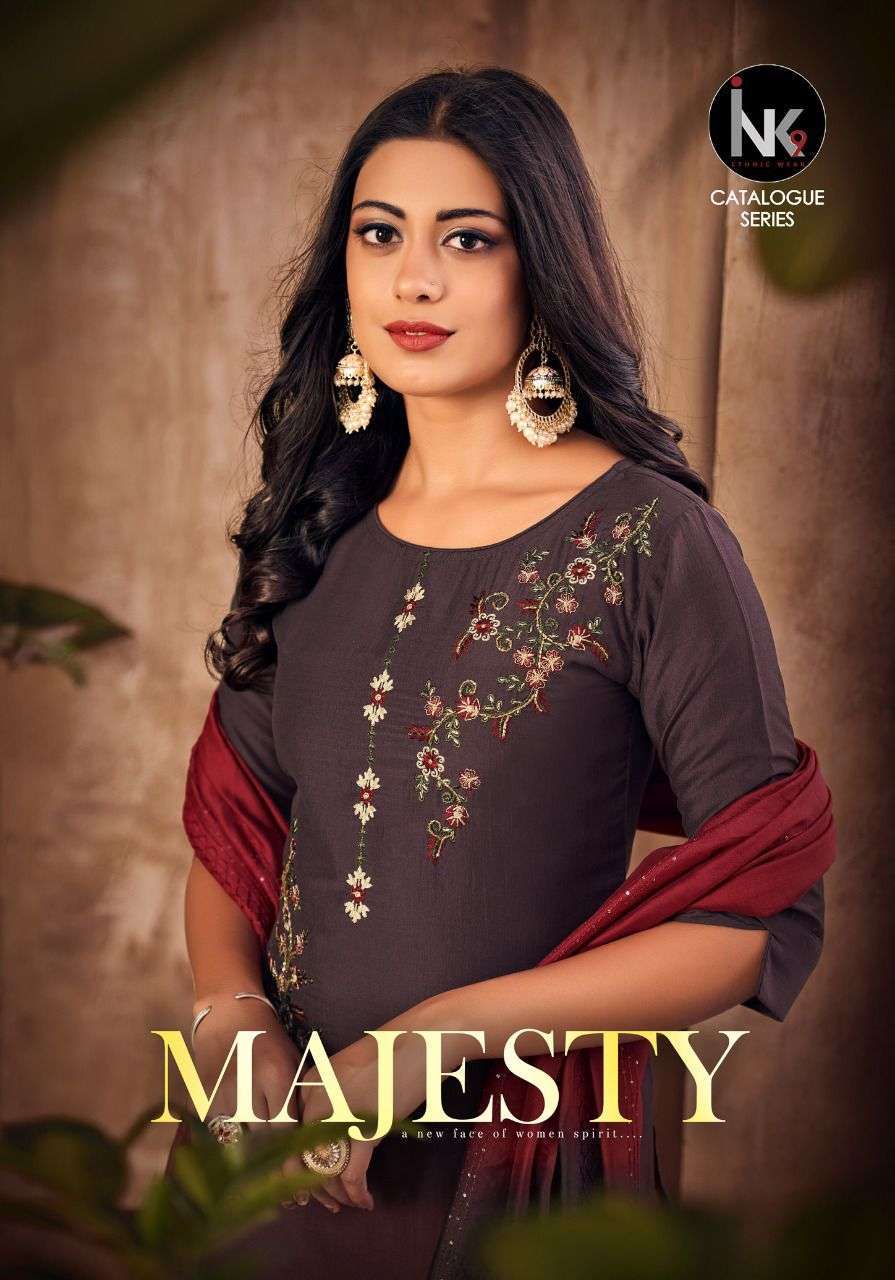 INK 9 PRESENT MAJESTY READYMADE PURE SILK SHARAR STYLE DESIGNER SUITS IN WHOLESALE PRICE IN SURAT - SAI DRESSES 