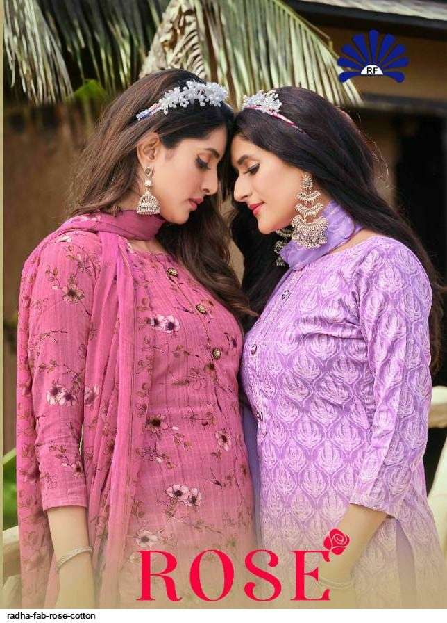 RADHA FAB PRESENT ROSE COTTON FOIL PRINT PANT STYLE DRESS MATERIAL IN WHOLESALE PRICE IN SURAT - SAI DRESSES