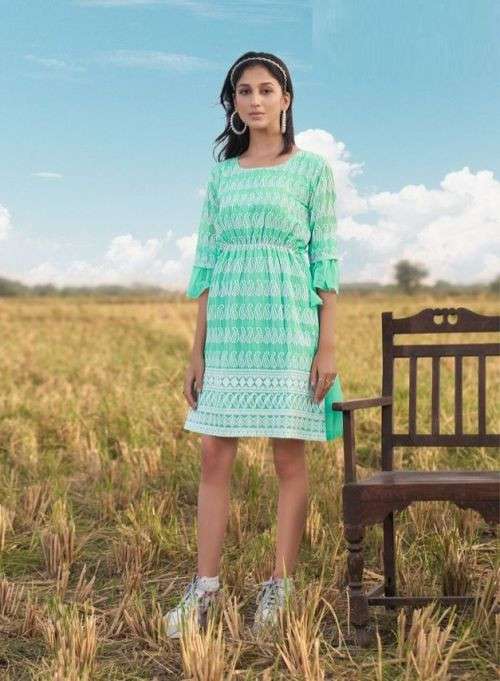 THE CONCH PRESENT COLOR PLUS VOL 1 GEORGETTE WITH SHIFALI WORK EXCLUSIVE TUNIC TOPS IN WHOLESALE PRICE IN SURAT - SAI DRESSES