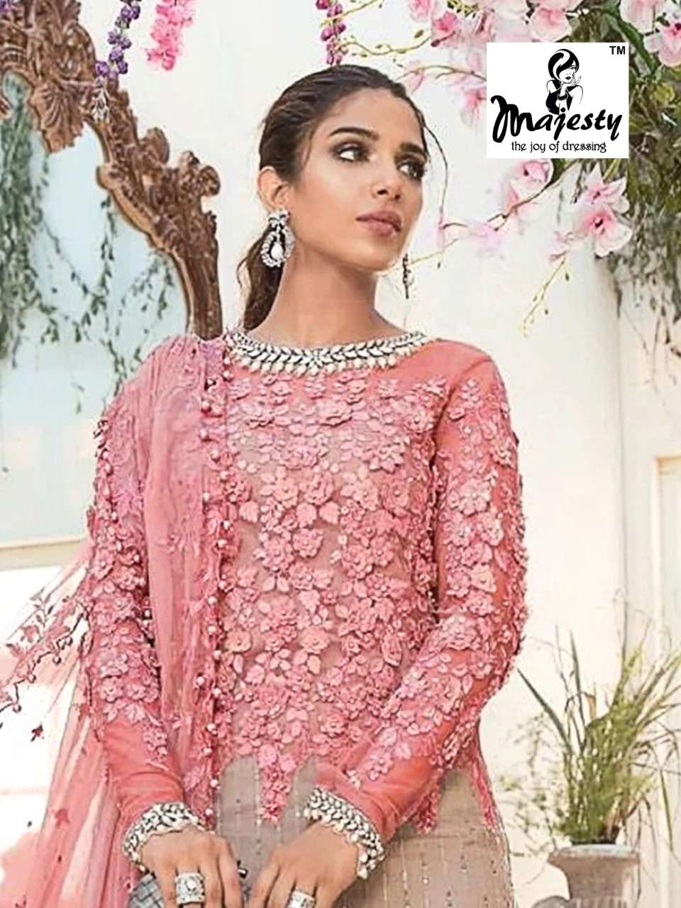 MAJESTY PRESENT MAJESTY D.NO 1181 A TO 1181 D SEMI STITCHED EMBROIDERED DESIGNER SUITS IN WHOLESALE RATE IN SURAT - SAI DRESSES