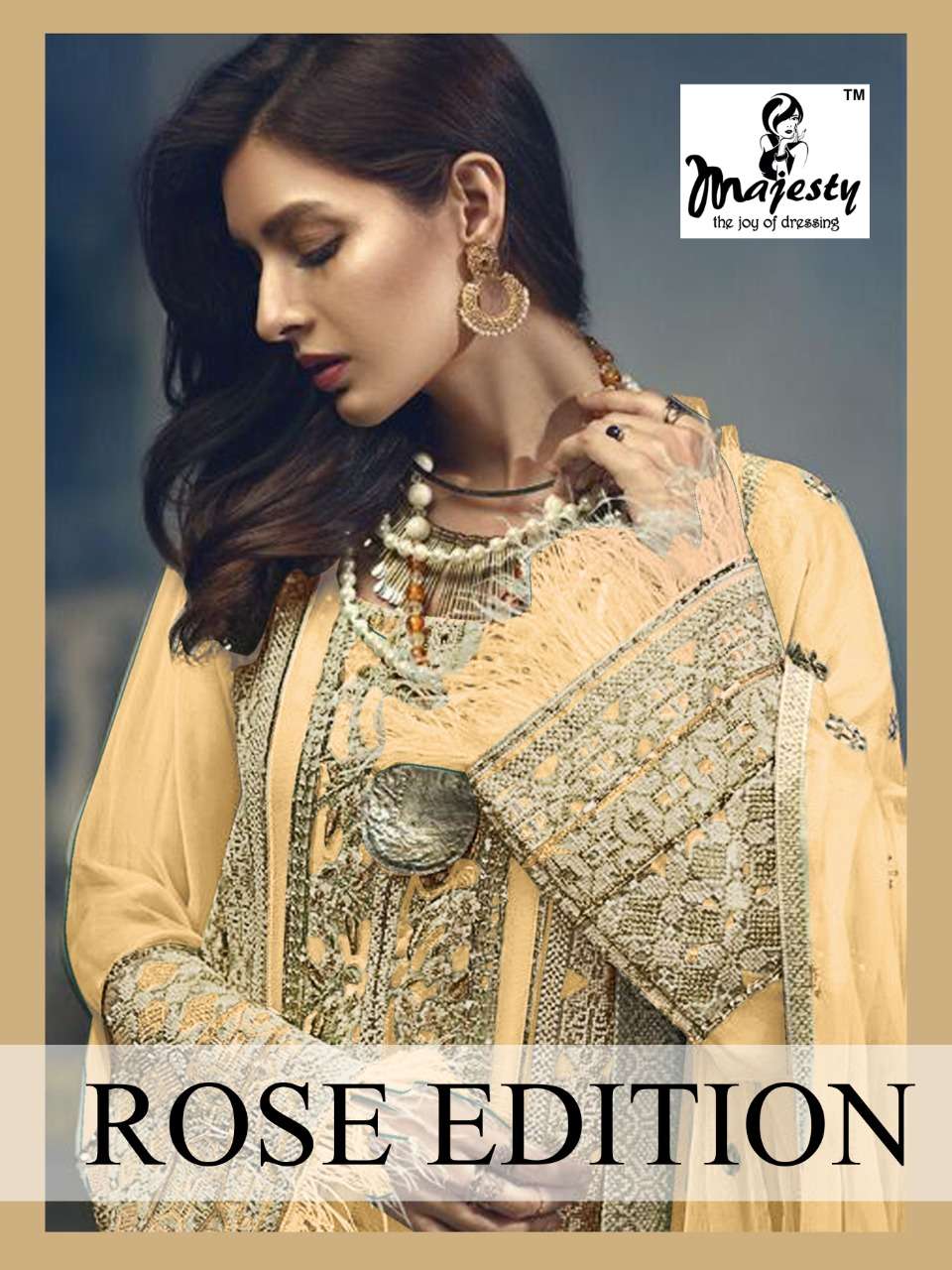 MAJESTY PRESENT ROSE EDITION SEMI STITCHED PAKISTANI DESIGNER SUITS IN WHOLESALE RATE IN SURAT - SAI DRESSES