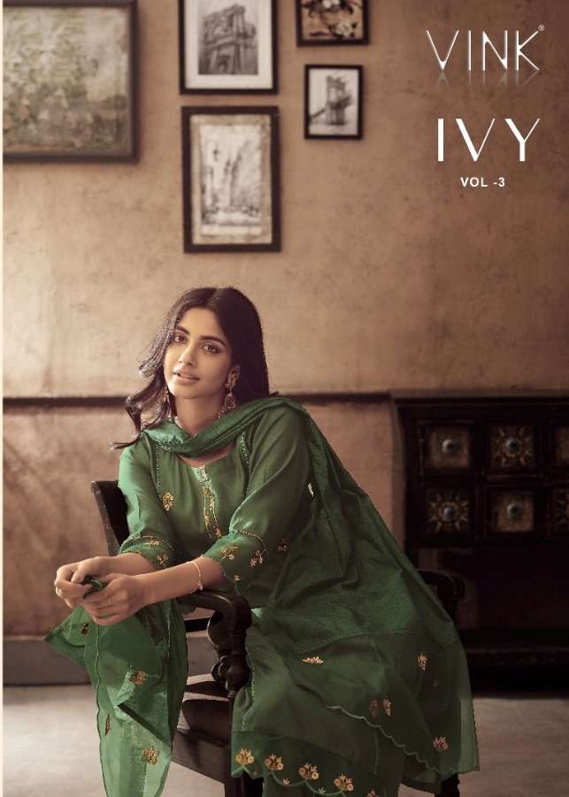VINK PRESENT IVY VOL 3 READY TO FESTIVE WEAR PANT STYLE 3 PIECE PREMIUM COLLECTION IN WHOLESALE RATE IN SURAT - SAI DRESSES