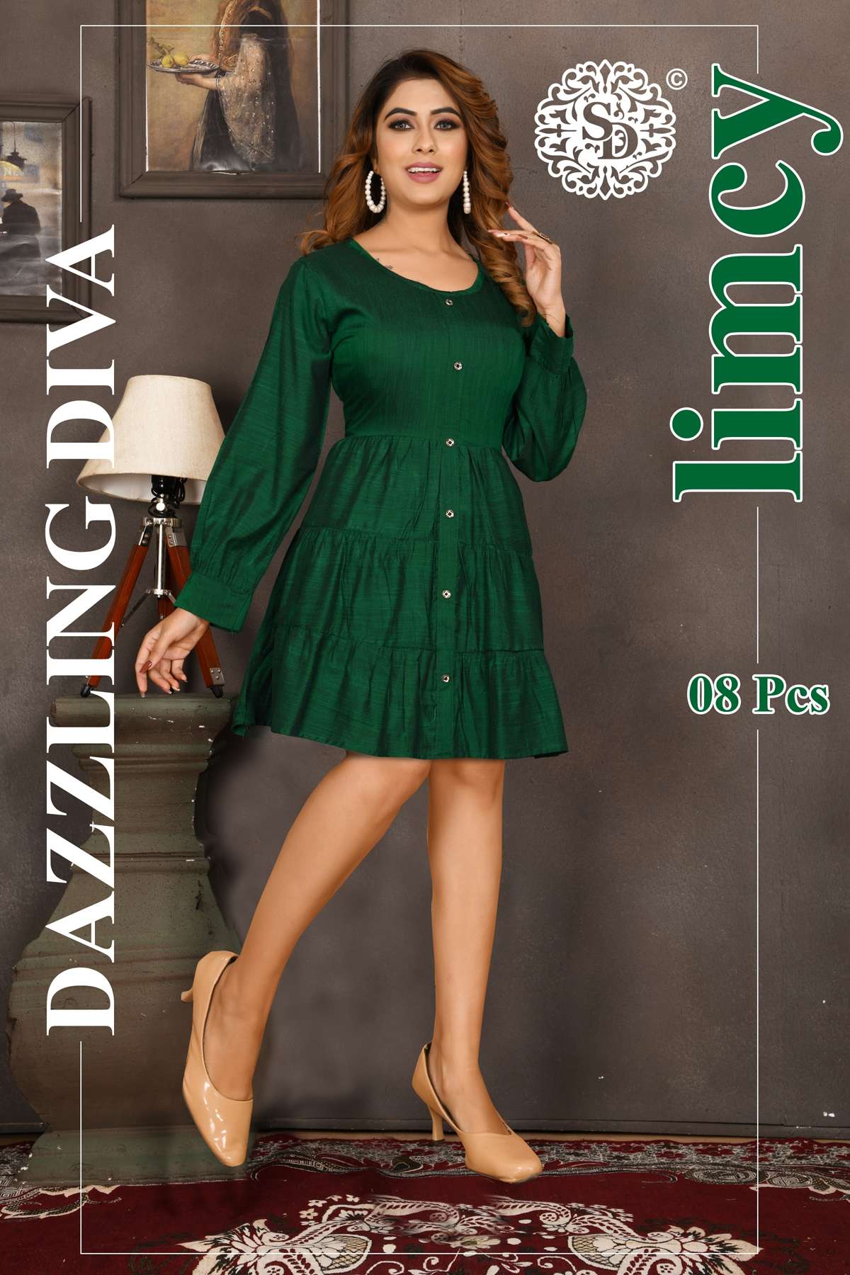 Stylish Green Colour Crepe Solid Pleated Western Style Long Dress For  Women, लम्बे कपड़े - Zen Meraki (OPC) Private Limited, Wayanad | ID:  26155531097