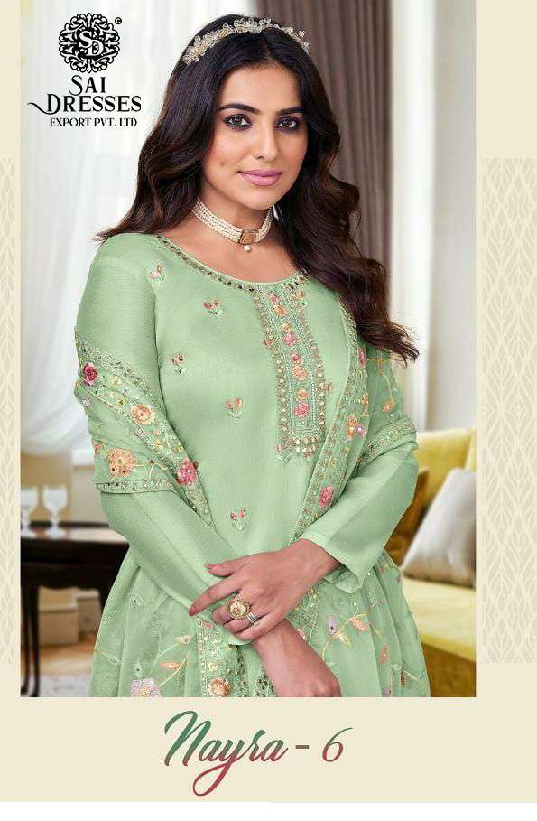 SAI DRESSES PRESENT NAYRA VOL 6 SEMI STITCHED PANT STYLE DESIGNER SUITS IN WHOLESALE RATE IN SURAT 