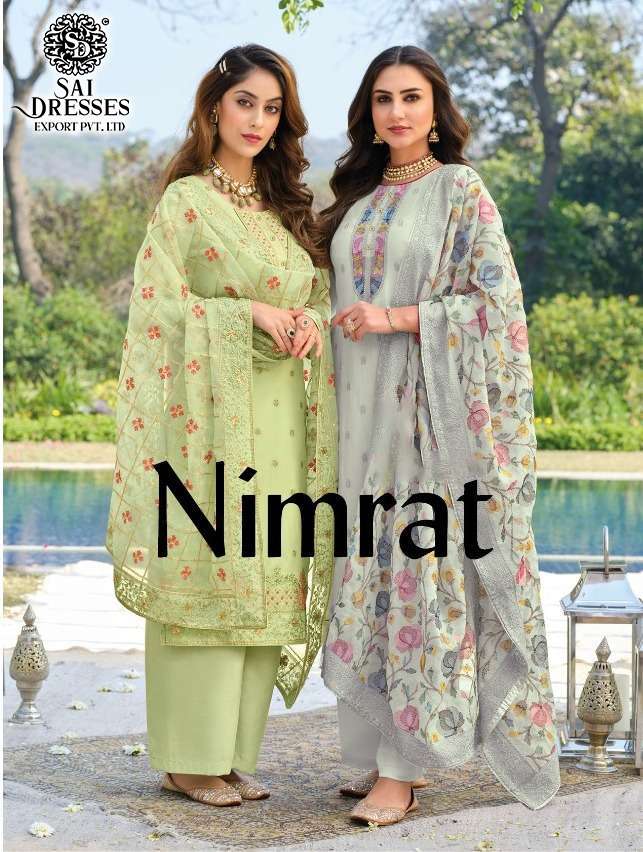 SAI DRESSES PRESENT NIMRAT PURE VISCOSE ORGANZA WITH EMBROIDERED SEMI STITCHED DESIGNER SALWAR SUITS IN WHOLESALE RATE IN SURAT