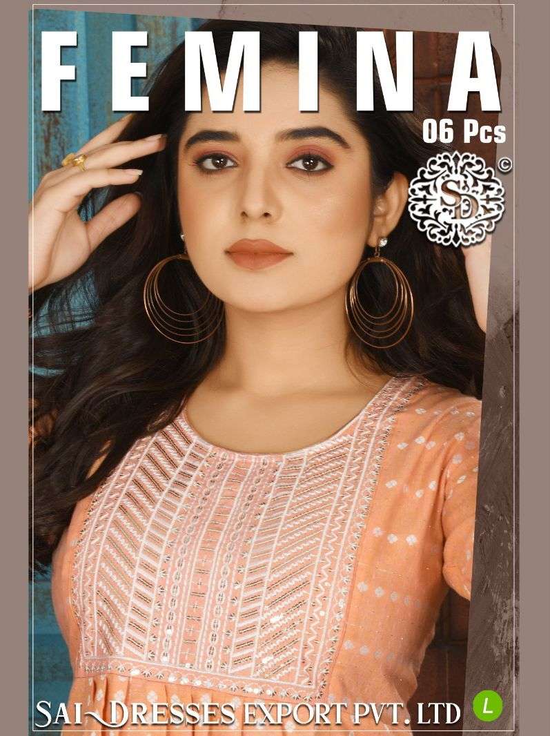SAI DRESSES PRESENT FEMINA READY TO DAILY WEAR NAYRACUT STYLE DESIGNER KURTI WITH PANT IN WHOLESALE RATE IN SURAT