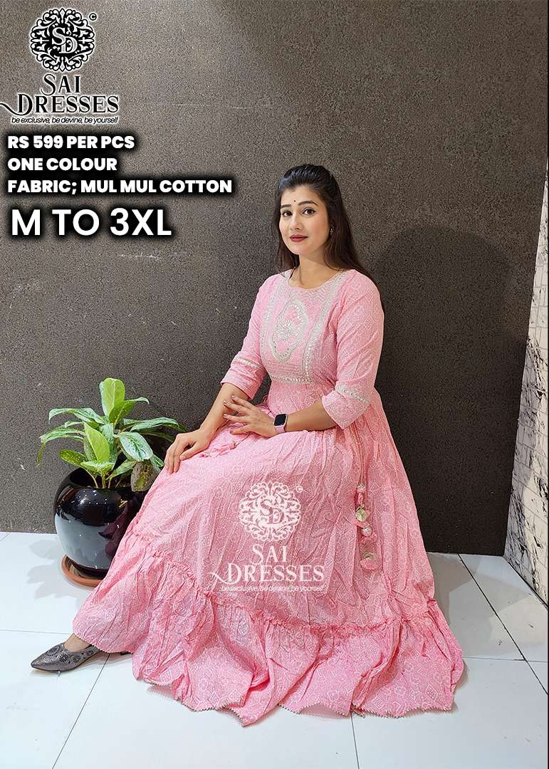 SAI DRESSES PRESENT D.NO 470 READY TO FESTIVE WEAR LONG GOWN STYLE DESIGNER KURTI COMBO COLLECTION IN WHOLESALE RATE IN SURAT