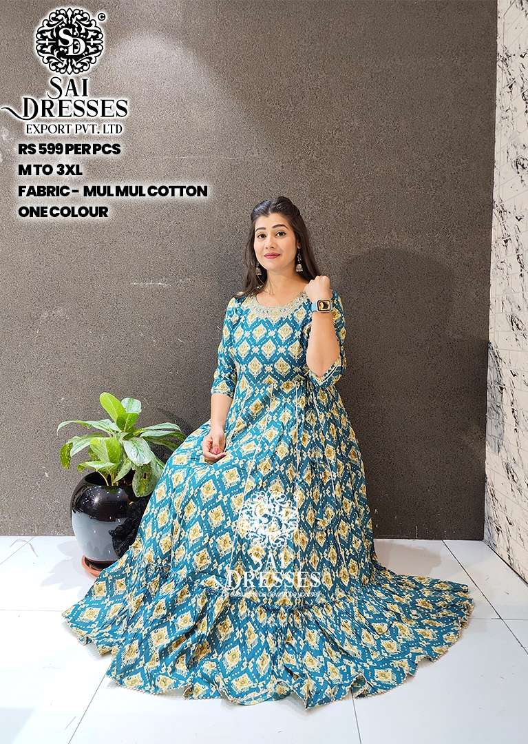 SAI DRESSES PRESENT D.NO 482 READY TO FESTIVE WEAR LONG GOWN STYLE DESIGNER KURTI COMBO COLLECTION IN WHOLESALE RATE IN SURAT
