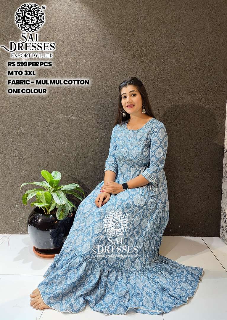 SAI DRESSES PRESENT D.NO 484 READY TO FESTIVE WEAR LONG GOWN STYLE DESIGNER KURTI COMBO COLLECTION IN WHOLESALE RATE IN SURAT