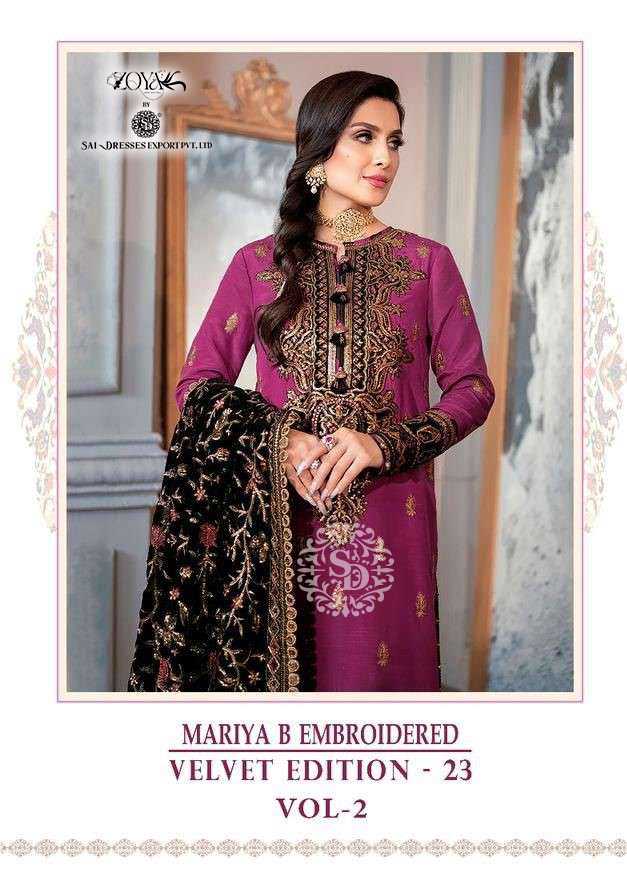 sai dresses present mariya b embroidered velvet edition 23 vol 2 designer pakistani winter collection in wholesale rate in surat 2023 10 27 12 43 30