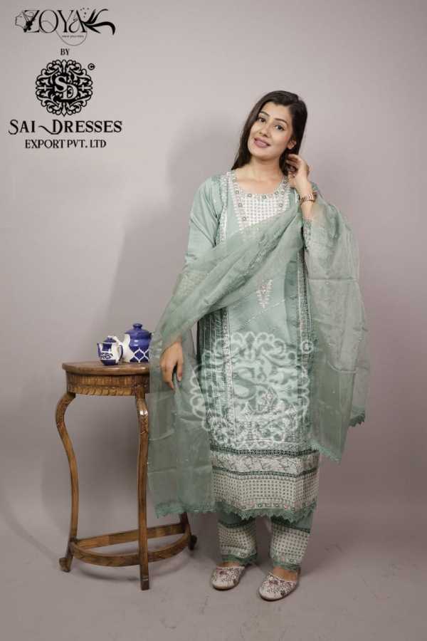 SAI DRESSES PRESENT D.NO 1757 READY TO FESTIVE WEAR STRAIGHT CUT WITH PANT STYLE DESIGNER 3 PIECE COMBO SUITS IN WHOLESALE RATE