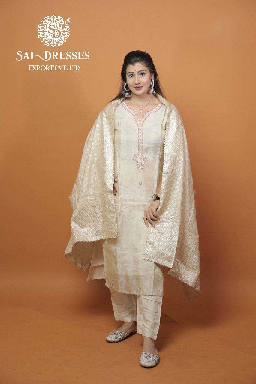 SAI DRESSES PRESENT D.NO 1832 READY TO ETHNIC WEAR STRAIGHT CUT WITH PANT STYLE DESIGNER 3 PIECE COMBO SUITS IN WHOLESALE RATE  IN SURAT