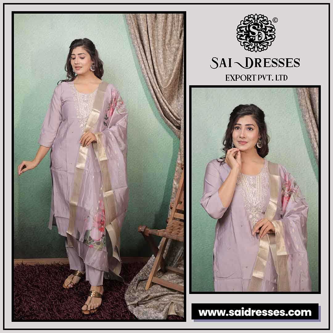  SAI DRESSES PRESENT D.NO 1977  READY TO FANCY FESTIVE WEAR STRAIGHT CUT KURTI WITH PANT STYLE DESIGNER 3 PIECE COMBO SUITS IN WHOLESALE RATE  IN SURAT
