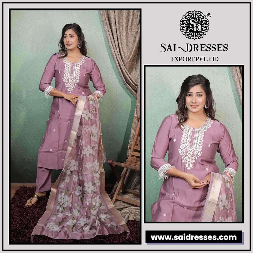  SAI DRESSES PRESENT D.NO 1978  READY TO FESTIVAL WEAR STRAIGHT CUT KURTI WITH PANT STYLE DESIGNER 3 PIECE COMBO SUITS IN WHOLESALE RATE  IN SURAT