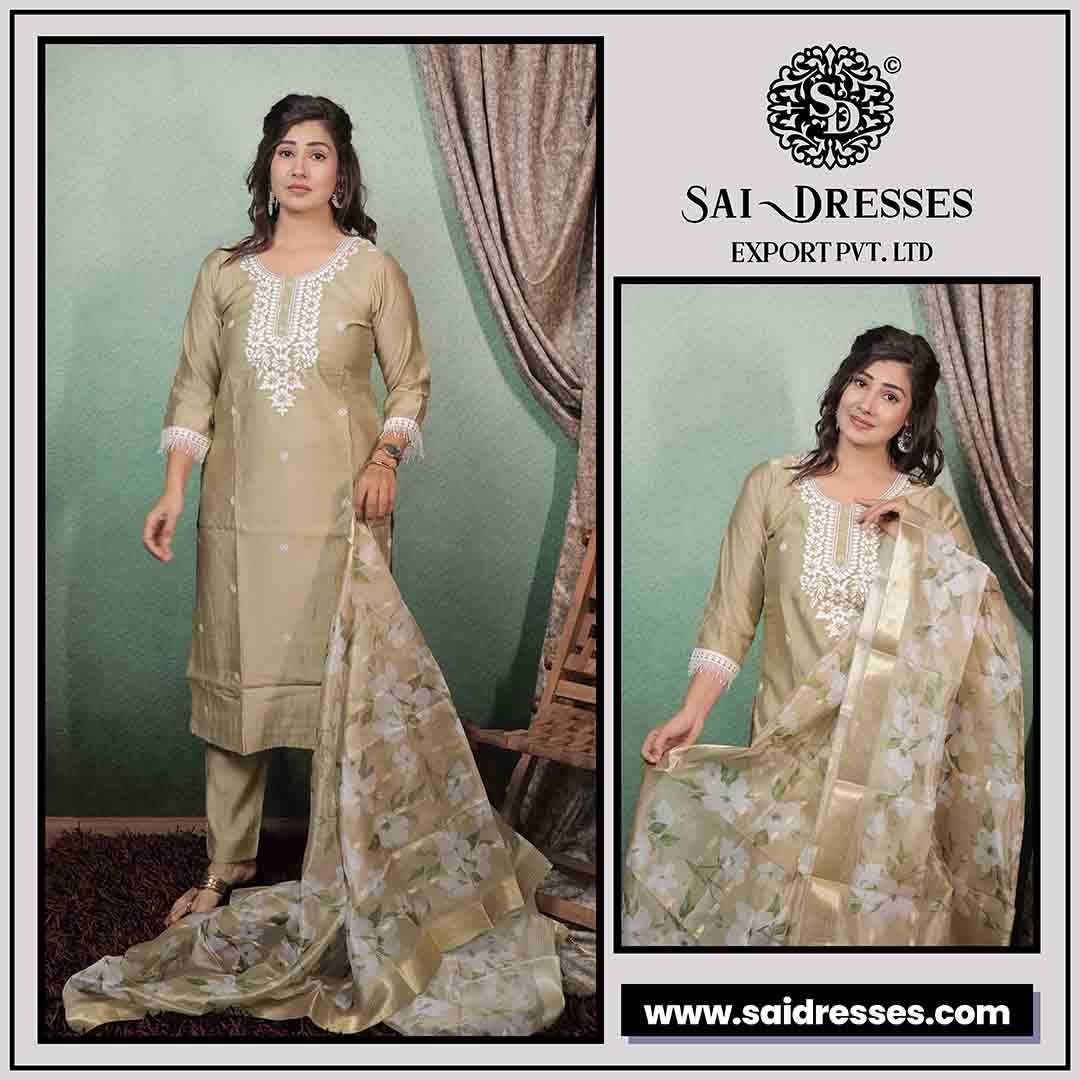  SAI DRESSES PRESENT D.NO 1983  READY TO FESTIVE WEAR STRAIGHT CUT KURTI WITH PANT STYLE DESIGNER 3 PIECE COMBO SUITS IN WHOLESALE RATE  IN SURAT