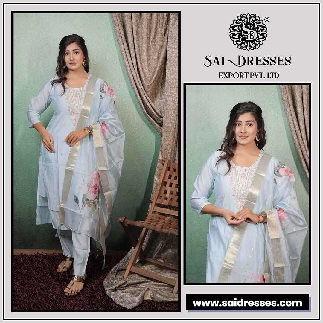  SAI DRESSES PRESENT D.NO 1984  READY TO TRADITIONAL WEAR STRAIGHT CUT KURTI WITH PANT STYLE DESIGNER 3 PIECE COMBO SUITS IN WHOLESALE RATE  IN SURAT