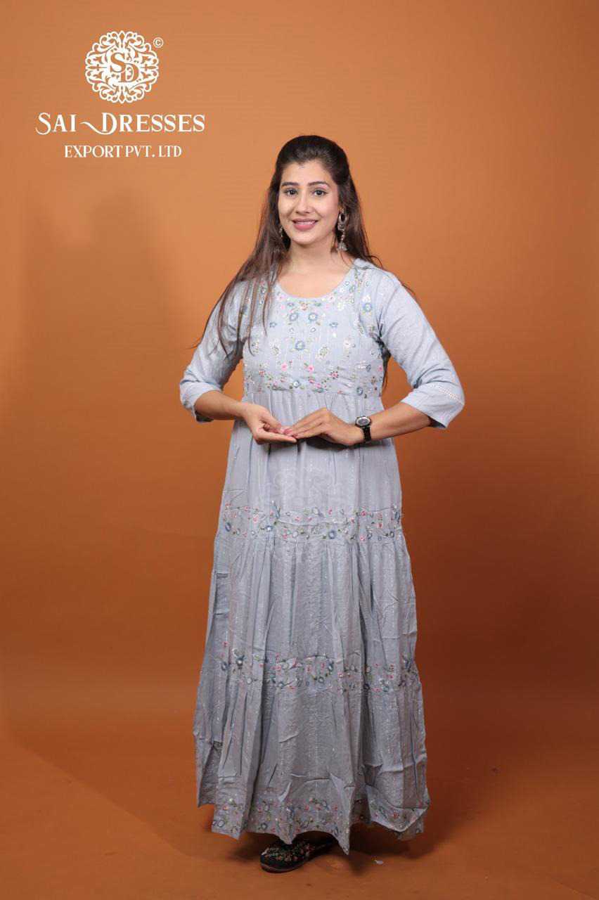 SAI DRESSES PRESENT D.NO 227 FESTIVE LONG KURTI COMBO COLLECTION WITH DESIGNER BELT IN WHOLESALE RATE IN SURAT