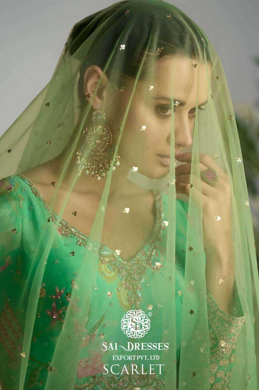 SAI DRESSES PRESENT SCARLET READYMADE BEAUTIFUL WEDDING WEAR DESIGNER LONG GOWN WITH DUPATTA IN WHOLESALE RATE IN SURAT