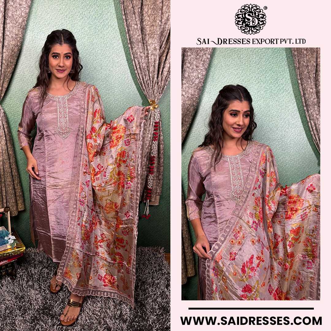  SAI DRESSES PRESENT D.NO 2119 READY TO ETHNIC WEAR STRAIGHT CUT KURTI WITH PANT STYLE DESIGNER 3 PIECE COMBO SUITS IN WHOLESALE RATE  IN SURAT