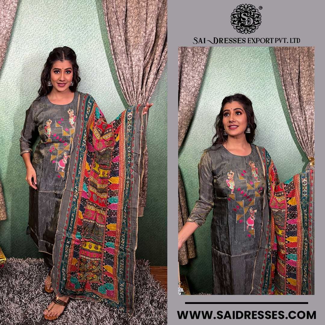  SAI DRESSES PRESENT D.NO 2121 READY TO FESTIVE WEAR STRAIGHT CUT KURTI WITH PANT STYLE DESIGNER 3 PIECE COMBO SUITS IN WHOLESALE RATE  IN SURAT