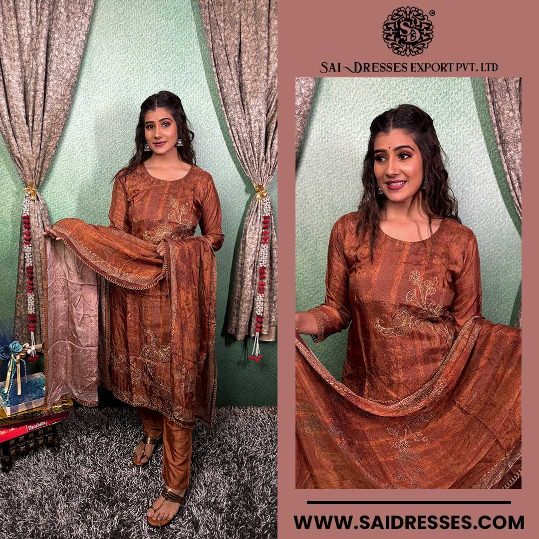  SAI DRESSES PRESENT D.NO 2123 READY TO FESTIVE WEAR STRAIGHT CUT KURTI WITH PANT STYLE DESIGNER 3 PIECE COMBO SUITS IN WHOLESALE RATE  IN SURAT