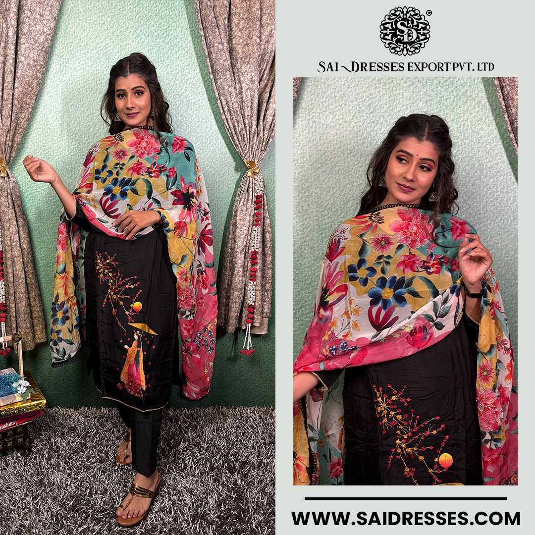  SAI DRESSES PRESENT D.NO 2128 READY TO FESTIVE WEAR STRAIGHT CUT KURTI WITH PANT STYLE DESIGNER 3 PIECE COMBO SUITS IN WHOLESALE RATE  IN SURAT