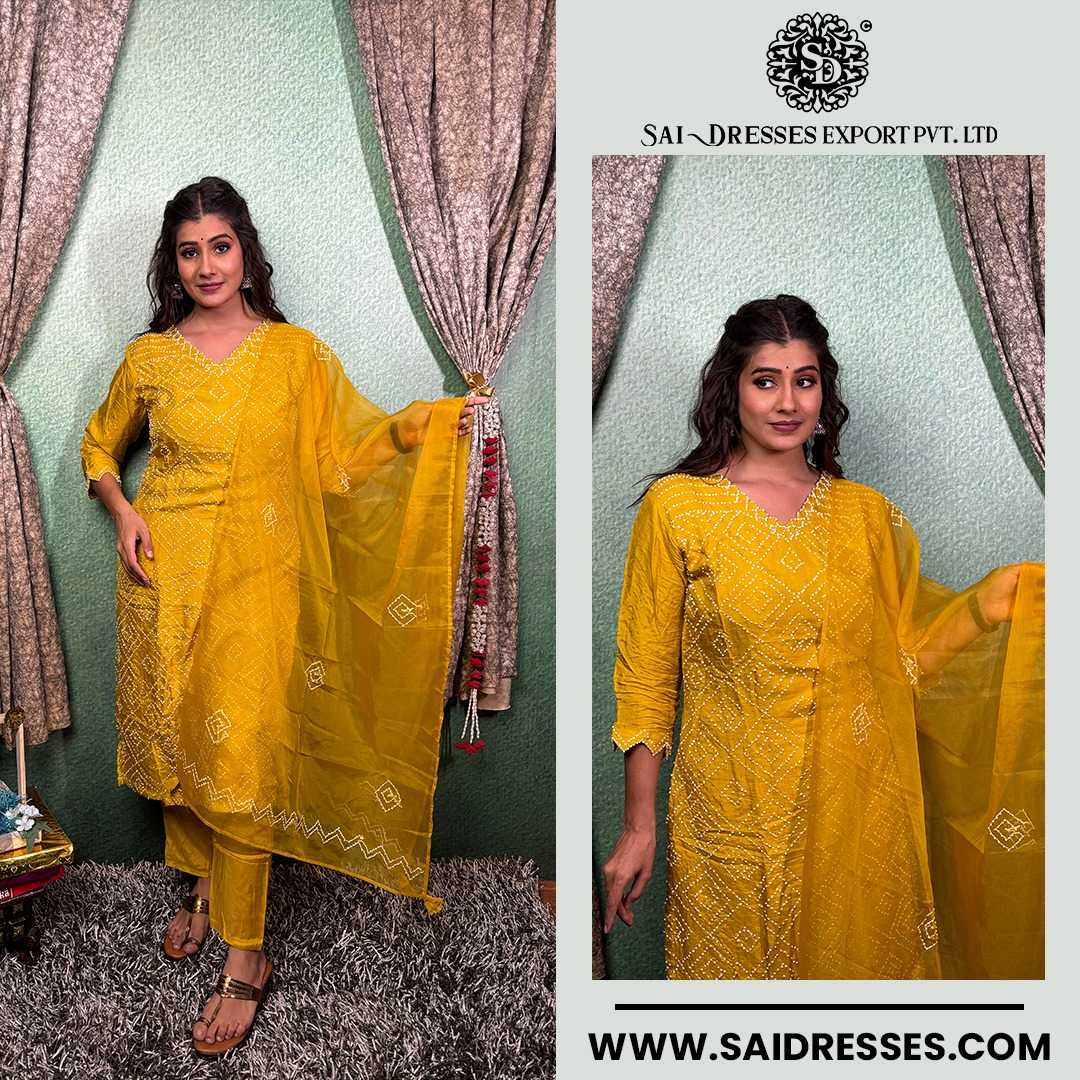  SAI DRESSES PRESENT D.NO 2131 READY TO ETHNIC WEAR STRAIGHT CUT KURTI WITH PANT STYLE DESIGNER 3 PIECE COMBO SUITS IN WHOLESALE RATE  IN SURAT