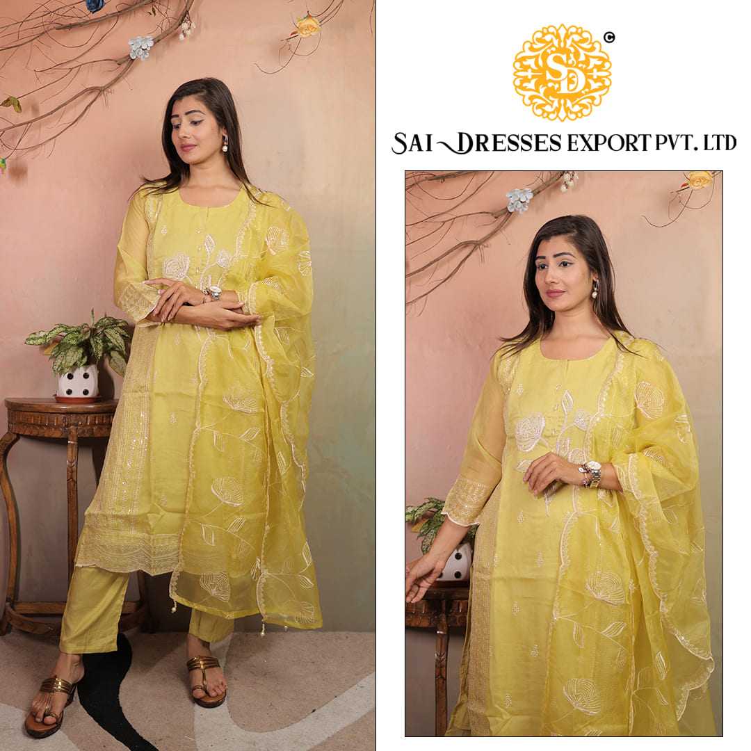  SAI DRESSES PRESENT D.NO 7120-A READY TO FESTIVE WEAR STRAIGHT CUT KURTI WITH PANT STYLE DESIGNER 3 PIECE COMBO SUITS IN WHOLESALE RATE  IN SURAT