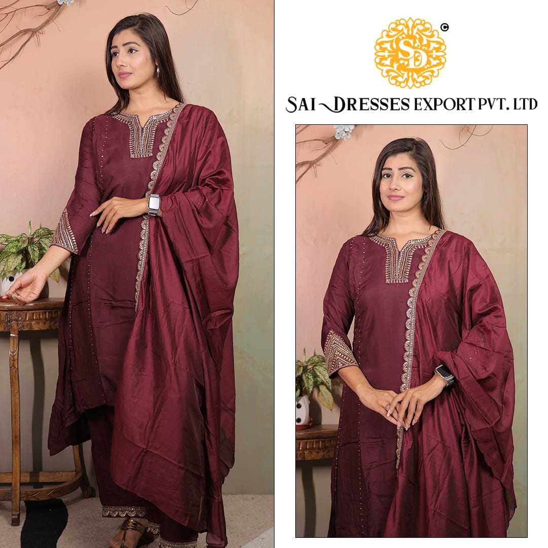  SAI DRESSES PRESENT D.NO 7173-A READY TO ETHNIC WEAR STRAIGHT CUT KURTI WITH PANT STYLE DESIGNER 3 PIECE COMBO SUITS IN WHOLESALE RATE  IN SURAT