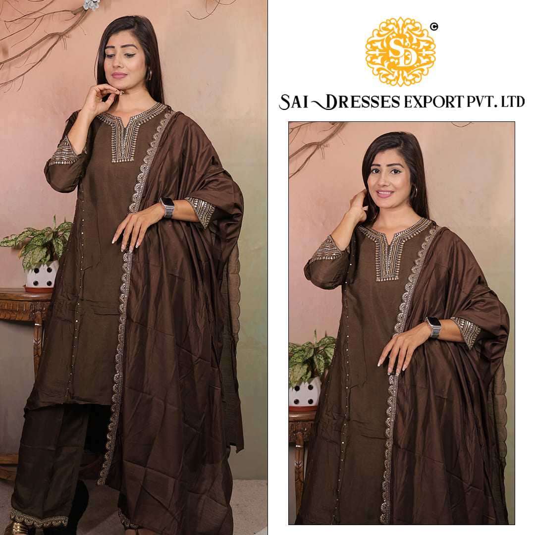  SAI DRESSES PRESENT D.NO 7173 READY TO FESTIVE WEAR STRAIGHT CUT KURTI WITH PANT STYLE DESIGNER 3 PIECE COMBO SUITS IN WHOLESALE RATE  IN SURAT