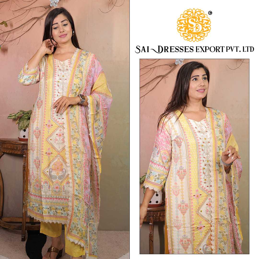  SAI DRESSES PRESENT D.NO 7179 READY TO FESTIVE WEAR STRAIGHT CUT KURTI WITH PANT STYLE DESIGNER 3 PIECE COMBO SUITS IN WHOLESALE RATE  IN SURAT