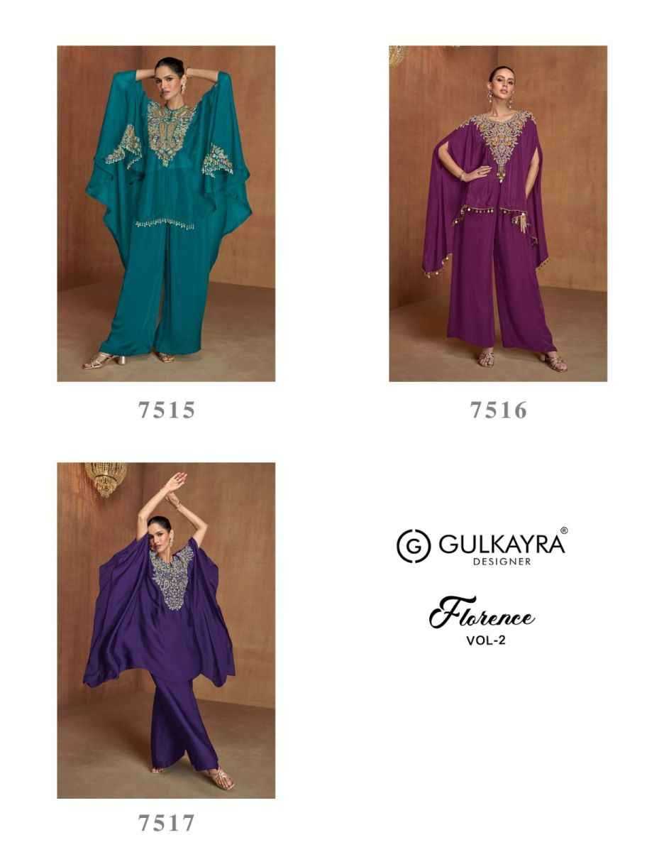 GULKAYRA DESIGNER PRESENT  FLORENCE VOL-2 READY TO FESTIVAL WEAR DESIGNER SUIT IN WHOLESALE RATE IN SURAT - SAI DRESSES